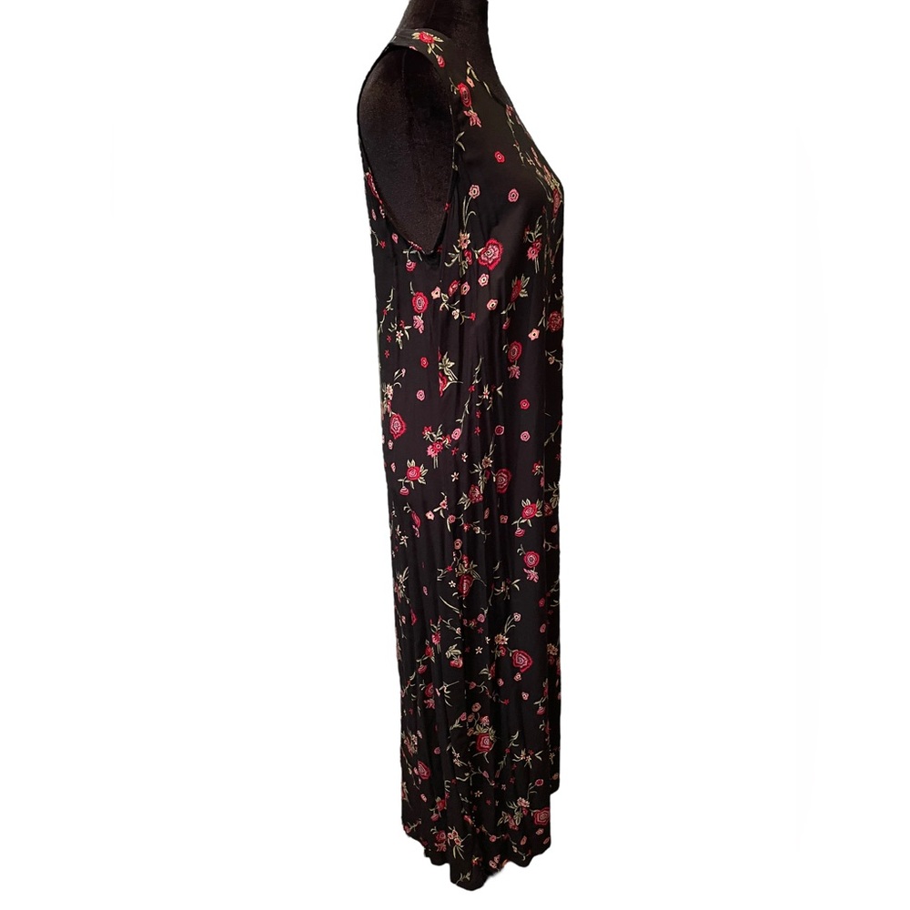 Victoria Holley Vintage 90s Black Whimsygoth Boho Witchy Hippie Rose Midi Dress - Picture 3 of 6
